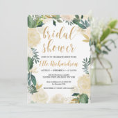 緑のアイボリーフローラリース金ゴールドブライダルシャワー 招待状 (スタンド正面)