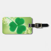 緑のアイルランドのクローバーのカスタムなエレガントな《写真》ぼけ味の輝き ラゲッジタグ (正面横)