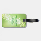緑のアイルランドのクローバーのカスタムなエレガントな《写真》ぼけ味の輝き ラゲッジタグ (裏面横)