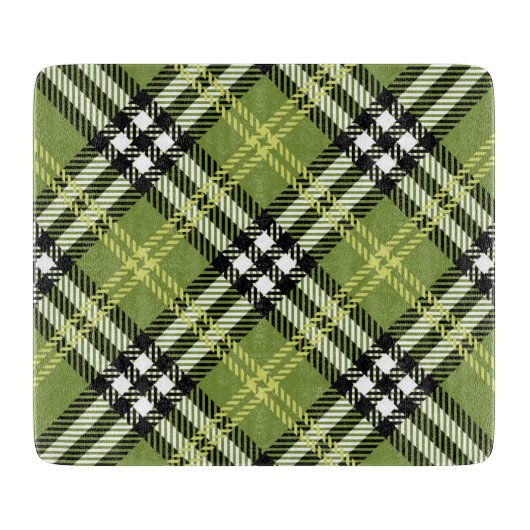緑のアイルランドの格子縞パターン カッティングボード (正面)