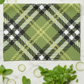 緑のアイルランドの格子縞パターン キッチンタオル (折り畳み)