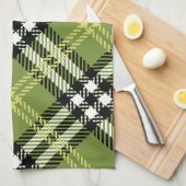 緑のアイルランドの格子縞パターン キッチンタオル (四つ折り)