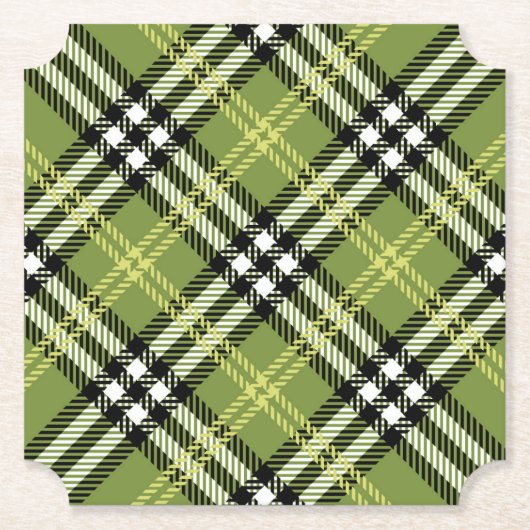 緑のアイルランドの格子縞パターン ペーパーコースター (正面)