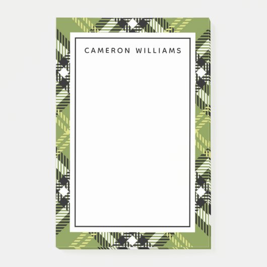 緑のアイルランドの格子縞パターン ポストイット (正面)