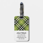 緑のアイルランドの格子縞パターン ラゲッジタグ (裏面縦)
