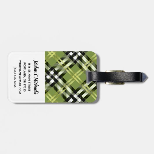 緑のアイルランドの格子縞パターン ラゲッジタグ (裏面横)