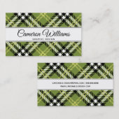 緑のアイルランドの格子縞パターン 名刺 (正面/裏面)
