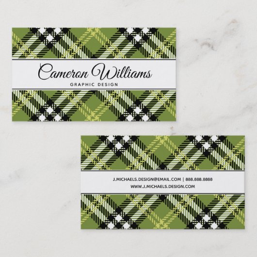 緑のアイルランドの格子縞パターン 名刺 (正面/裏面)