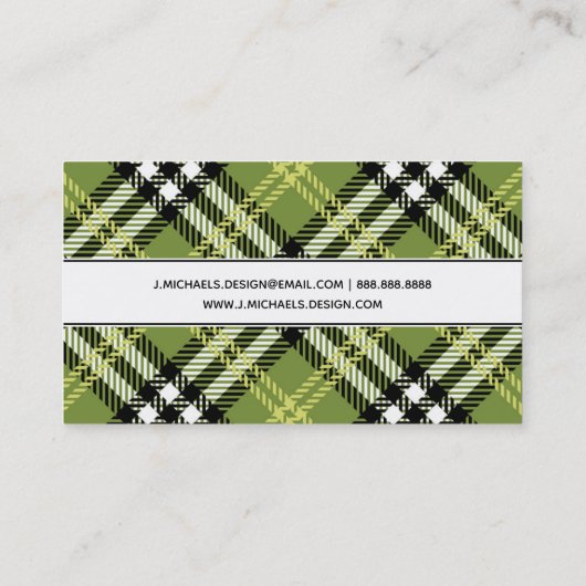 緑のアイルランドの格子縞パターン 名刺 (裏面)