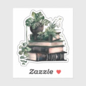 緑のアカデミズムの本と植物 シール (シート)