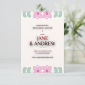 緑のアクセントがさりげないシンプルな結婚式の招待状 招待状 (スタンド正面)