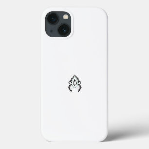 緑のアクセントを持つ白黒の模様 iPhone 13ケース