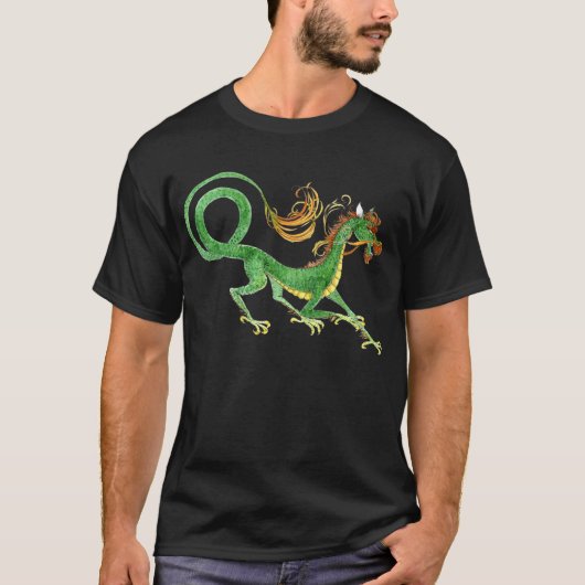 緑のアジアドラゴンのワイシャツ Tシャツ (正面)