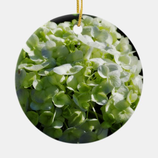 緑のアジサイの花 セラミックオーナメント (正面)