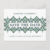 緑のアズレスペインのジョタイルレース日付アンを保存 案内ポストカード (正面)