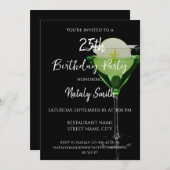 緑のアップルティーニカクテルとスライスされたリンゴ 招待状 (正面/裏面)