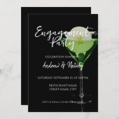 緑のアップルティーニコクテールとリンゴのスライス 招待状 (正面/裏面)