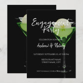 緑のアップルティーニコクテールにリンゴのスライス 招待状 (正面/裏面)