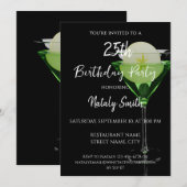 緑のアップルティーニ、リンゴのスライス添え 招待状 (正面/裏面)