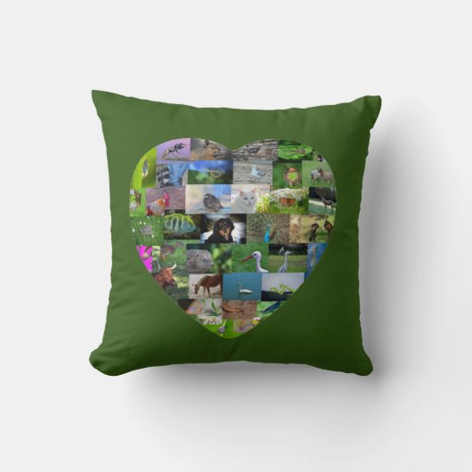 緑のアニマルハート クッション (正面)