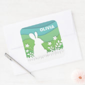 緑のアニメのイースターバニー春自然 スクエアシール (封筒)