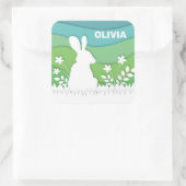 緑のアニメのイースターバニー春自然 スクエアシール (バッグ)