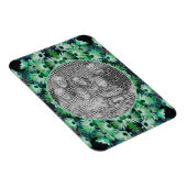 緑のアフリカのデイジーの花のフレームあなたの写真を追加 マグネット (右側)