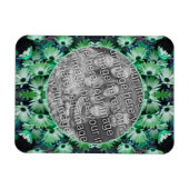 緑のアフリカのデイジーの花のフレームあなたの写真を追加 マグネット (横)