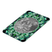 緑のアフリカのデイジーの花のフレームあなたの写真を追加 マグネット (左側)