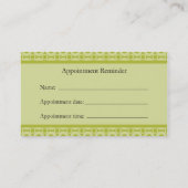 緑のアポイントメントのメモカード 予約カード (裏面)