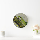 緑のアマガエルの柱時計 ラウンド壁時計 (ホーム)