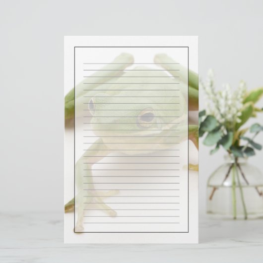 緑のアマガエル 便箋 (スタンド正面)