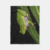 緑のアマガエル(cinereaアマガエル属) 2 フリースブランケット (正面)