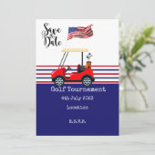 緑のアメリカ国旗を持つゴルフトーナメント 招待状 (スタンド正面)