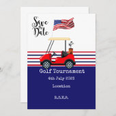 緑のアメリカ国旗を持つゴルフトーナメント 招待状 (正面/裏面)