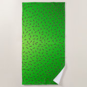 緑のアリの群れ ビーチタオル (正面)