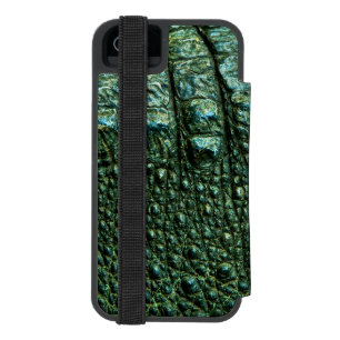 緑のアリゲータースキンテクスチャ iPhone SE/5/5sウォレットケース
