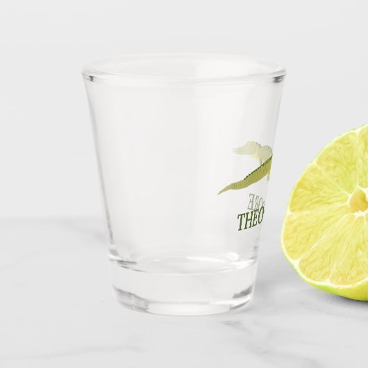 緑のアリゲーターリアリスティックパーソナライズされたグラフィック ショットグラス (左)
