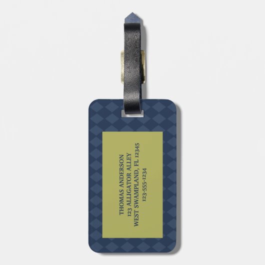 緑のアリゲーターリアリスティックパーソナライズされたグラフィック ラゲッジタグ (裏面縦)