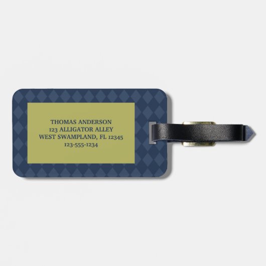 緑のアリゲーターリアリスティックパーソナライズされたグラフィック ラゲッジタグ (裏面横)