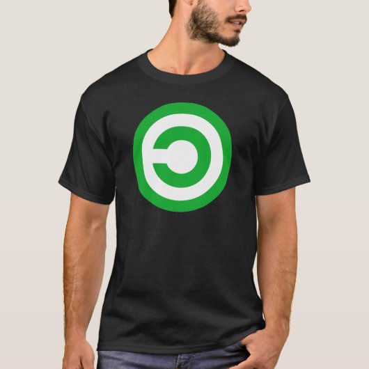 緑のアンチ版権のCopyleftの公有地の記号 Tシャツ (正面)