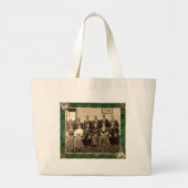 緑のアンティークフレーム写真の追加引用文 ラージトートバッグ (正面)