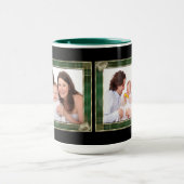 緑のアンティークフレーム2フォトファミリーコラージュ マグカップ (中央)