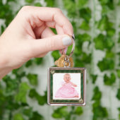 緑のアンティーク枠ここに写真を追加 キーホルダー (手)