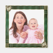 緑のアンティーク枠ここに写真を追加 マグネット (正面)