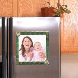 緑のアンティーク枠ここに写真を追加 マグネット