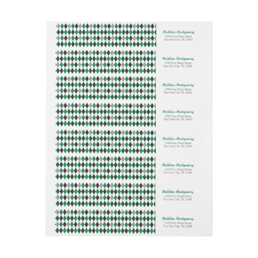 緑のアーガイル折り返しのまわりにラベル ラップアラウンドラベル (シート)