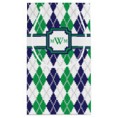 緑のアーガイル柄のなギフトバッグ スモールペーパーバッグ (裏面)