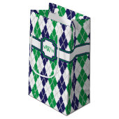 緑のアーガイル柄のなギフトバッグ スモールペーパーバッグ (裏面アングル)