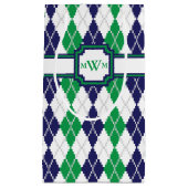 緑のアーガイル柄のなギフトバッグ スモールペーパーバッグ (正面)